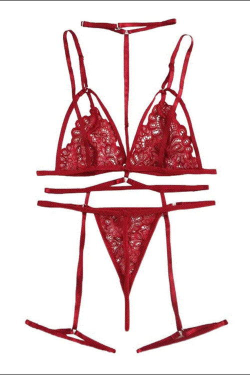 Black Desire – Set Lenjerie 3 Piese cu Portjartier Pasiune24